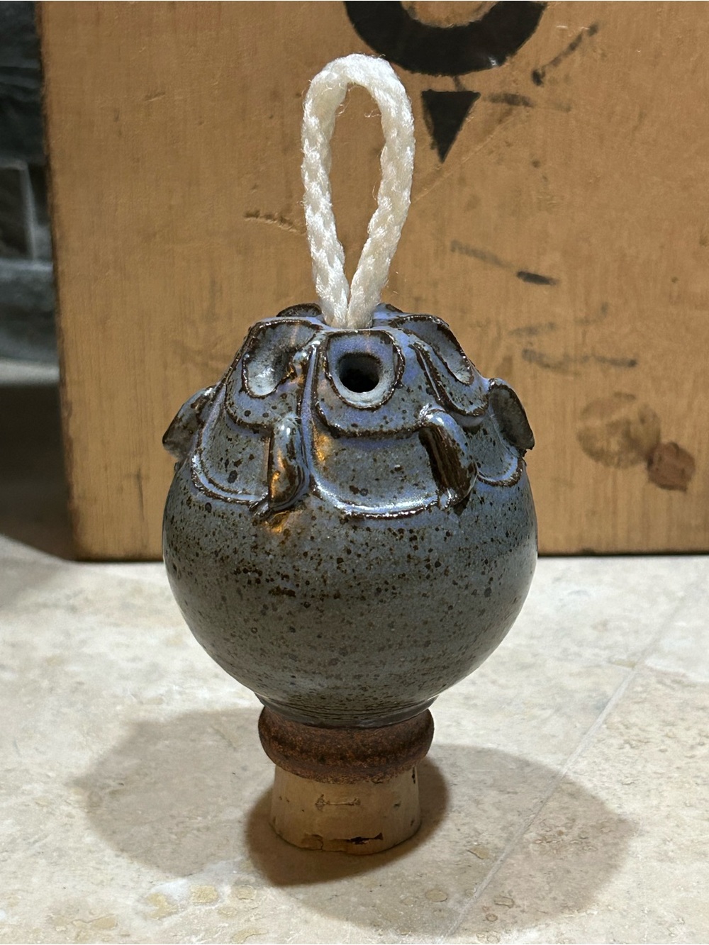Vintage handcrafted ceramic pomander or potpourri holder